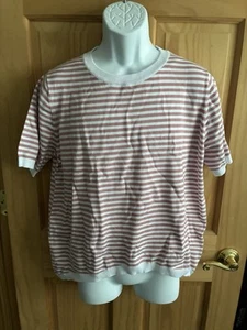 DOKOTOO Women’s XL Striped Knit Sweater Hi-Lo Hem Short Sleeve NWT - Picture 1 of 14