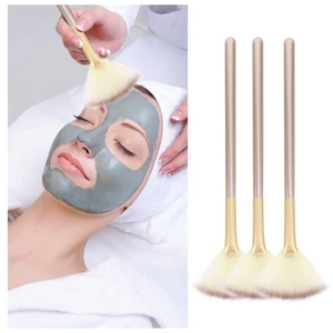 Set de 3 brochas faciales de maquillaje gestión de viajes crema rubor ventilador máscara pinceles - Imagen 1 de 12