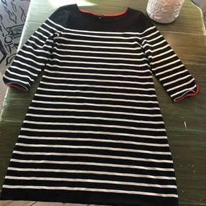 Talbots Womens NWOT Black and White Striped Knit 3/4 Sleeve Dress - Size M - Picture 1 of 9