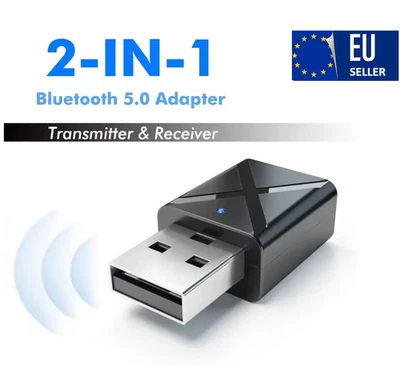 Mini USB Bluetooth 5.0 Trasmettitore Ricevitore 2 in 1 Adattatore Audio Wireless - Immagine 1 di 4