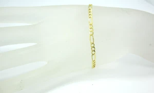 IMPRESIONANTE PULSERA DE ORO AMARILLO 14K ESTILO FIGARO CADENA (7") 1,5G - Imagen 1 de 7
