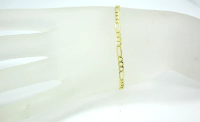 STUNNING 14K YELLOW GOLD FIGARO STYLE CHAIN (7") BRACELET       1.5G - Image 1 of 4