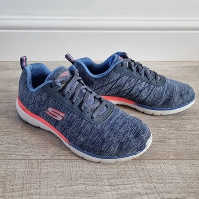 Skechers Women's Flex Appeal 3.0 Sketch-Knit Blue Pink Trainers UK 4.5  - Image 1 of 4