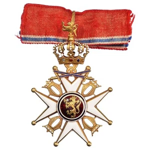 Norwegen - Orden - Medaille Orden des Heiligen Olaf - 18 Karat Gold und Emaille - Bild 1 von 6