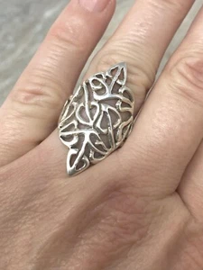 Sterling Silber großer filigraner Ring mit Schnörkel 6 gm Damengröße 6,75 keltisch - Bild 1 von 8