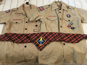 2 Boy Scout Uniform Shirts Youth Large BSA - Picture 1 of 8
