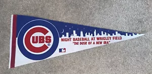 Chicago Cubs Wrigley Field Pennant Flag MLB Approx 12X30 Night Baseball READ - Picture 1 of 14