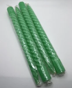 NEW 10” Spiral Taper Candles GREEN - 4 Pack NOS Sealed Unscented - Picture 1 of 3