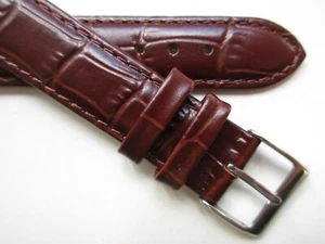 Pecan Brown estampado cocodrilo 17 mm cuero correa reloj - Imagen 1 de 6