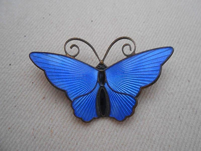 Broche mariposa David Andersen vintage plata esterlina esmalte azul 229,008 Foto 1 de 4