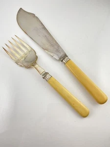 Antique Pair Silver Collared Fish Servers Sheffield, 1910/1911, GH - Picture 1 of 5