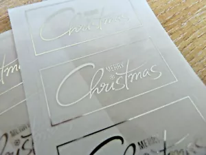 Merry Christmas Stickers Silver on Clear Labels Cards Envelopes Craft XSCFOIL2 - Picture 1 of 2