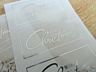 Buon Natale Adesivi Argento su Trasparente Etichette Carte Buste Craft XSCFOIL2 - Immagine 1 di 2