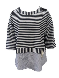 MARINA RINALDI Plus Size Striped Jersey Blouse Size Large NWOT NWD - Foto 1 di 3