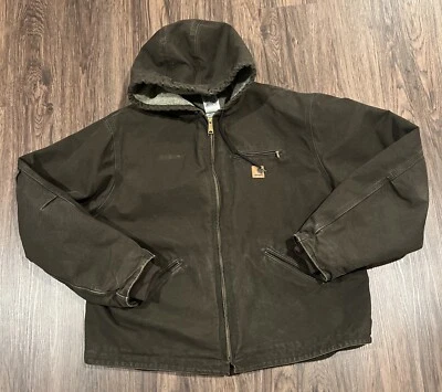 Carhartt J141WAL Sandstone Duck Sherpa Lined Walnut XXL Distressed Jacket READ - Image 1 of 4