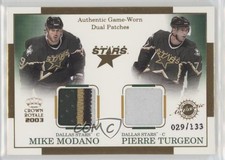 2002-03 Pacific Crown Royale /133 Mike Modano Pierre Turgeon #8 Dual Patch HOF