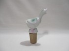 ANCIEN BOUCHON BEC VERSEUR DOSEUR OIE EN PORCELAINE BISCUIT ANIMALIER 