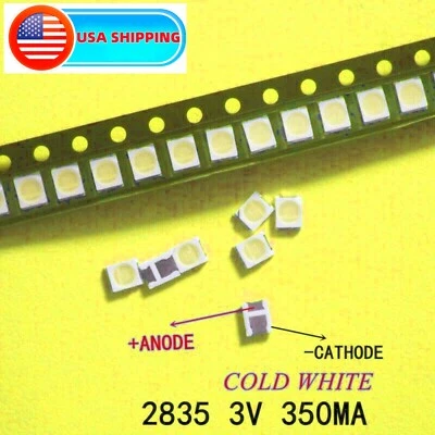 100pcs SMD LED 2835 3V Cool White Two-Emitting-Chips For Backlight Application - Image 1 of 2