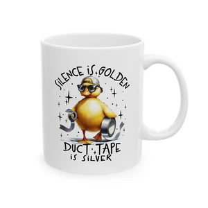 Lustige sarkastische Ente Tasse Stille goldenes Klebeband ist silber Kaffee Tee Tasse Geschenk - Bild 1 von 7