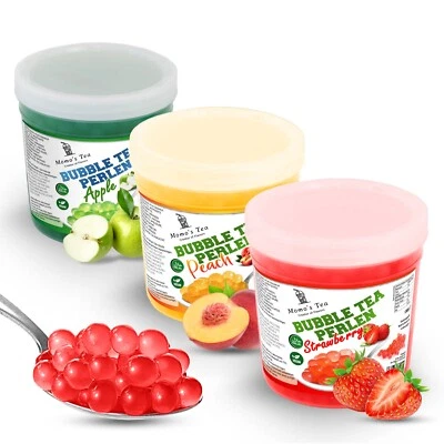 3x 1,3kg Bubble Tea Perlen Set Apfel Erdbeere Pfirsich– Popping Boba Fruchtkugel - Bild 1 von 4