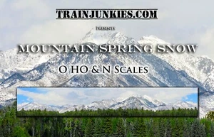 TrainJunkies Mountain Spring Snow Model Railroad Backdrop - Picture 1 of 5
