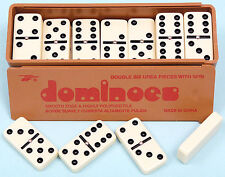 New Double Six Dominoes with Spinners in the Box with Slide Lid Ivory Dominos