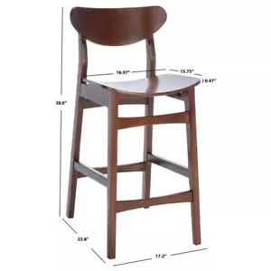 SAFAVIEH Counter Stool 21" W, Walnut Mid-Back Wood Frame Material W/ Foot Rest - Picture 1 of 9