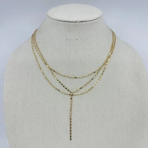 Sugarfix By Baublebar Necklace Chain Three Strand Y Drop Gold Tone Layered - Picture 1 of 10