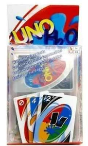 UNO Card Game H2O Splash Waterproof Clear PVC No 1 Family Fun Playing Card Game - Picture 1 of 3