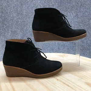 Lucky Brand Boots Womens 5.5  Junes Ankle Bootie Black Leather Round Toe Casual - Picture 1 of 16