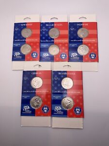 1999, 2000 State Quarter Mint Packs NJ, MA, PA, DE, GA Lot of 5 Sets 10 Coins!