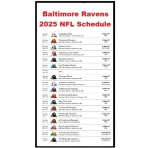 Baltimore Ravens 2025 NFL Football Schedule Refrigerator Magnet 4 by 6 inch - Picture 1 of 1