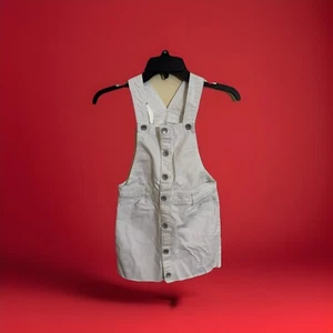 Children’s Place Girls White Denim Button Up Overalls skirt - Picture 1 of 3