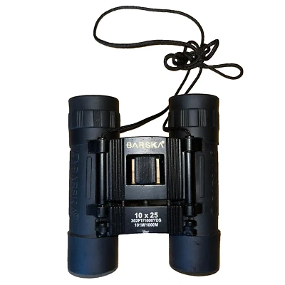 Barska Compact Water/Fog Proof Binoculars w/Neck Strap/Black 10x25 320ft/1000yds - Image 1 of 4
