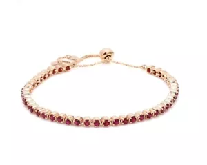 6 CT Ruby Round Lab-Created Adjustable Bolo Tennis Bracelet 14K Rose Gold Plated - Picture 1 of 8