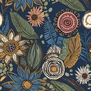 Boho Wallpaper Peel and Stick, Dark Vintage Floral Contact Paper, Retro Botan... - Picture 1 of 6