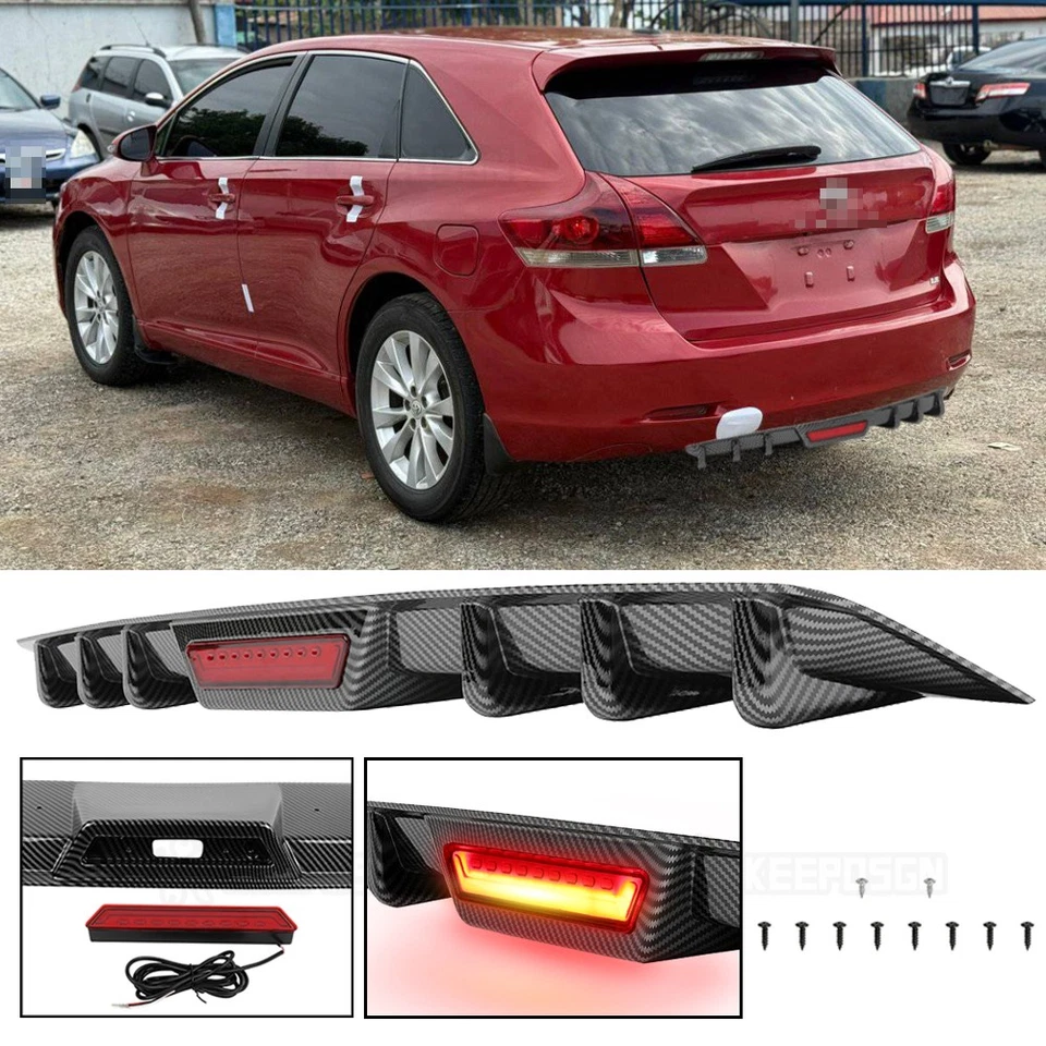 Luz LED labio alerón parachoques difusor trasero 6 aletas para Toyota Venza 2009-2015 Foto 1 de 4