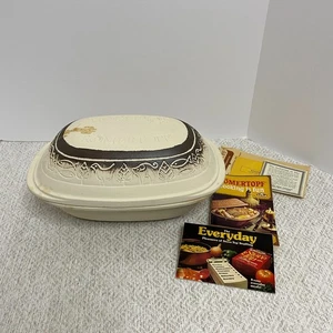 Vintage Romertopf 115 West Germany Clay Baker Roaster White & Brown 3.5 Qt READ - Picture 1 of 10