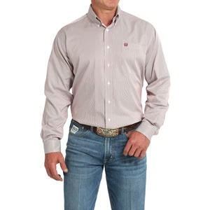 Cinch Men's Pink Stripe Print Tencel Button Down Shirt MTW1105924 - Picture 1 of 14