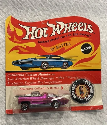 Camión peludo vintage 1969 Hot Wheels Redlines magenta con interior blanco sellado Foto 1 de 4