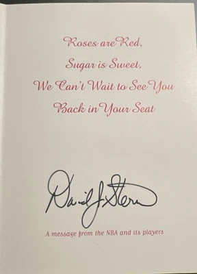 Tarjeta de felicitación de San Valentín firmada por David Stern a Bill Walton - Baloncesto NBA Foto 1 de 4