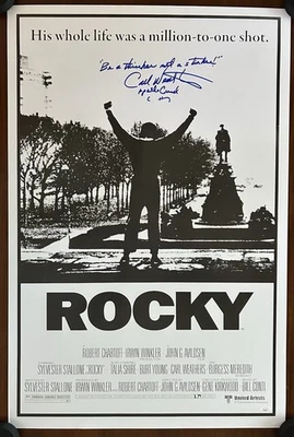 CARL WEATHERS ~ MUY RARO Firmado Autografiado con Insc ROCKY 24x36 Póster ¡CERTIFICADO DE AUTENTICIDAD JSA! Foto 1 de 2