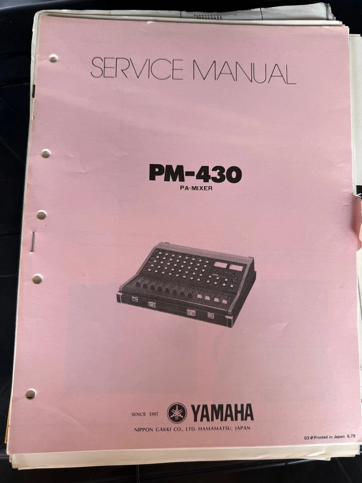 Manual de servicio para la consola de mezcla eléctrica Yamaha PM430 1979 original Foto 1 de 1