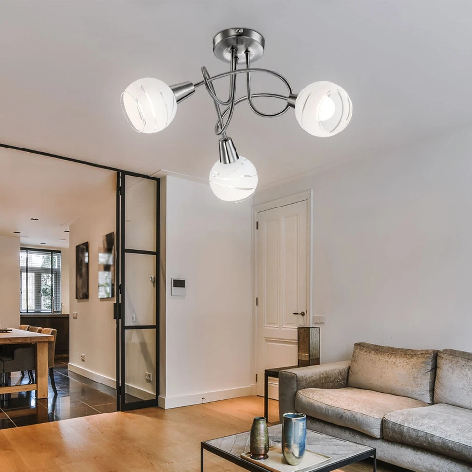 Lampada Da Soffitto Rondell In Metallo Nichel Opaco Argento Vetro Satinato - Immagine 1 di 4