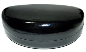Sunglasses Case Eyeglasses Storage Large Clamshell Box Black Gloss Faux Leather - Picture 1 of 3