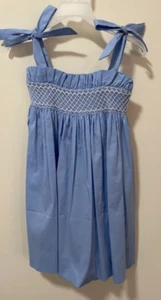 NWT Pleats & Stitches Smocked Bodice Tie Shoulder Dress Girl's Size 5 - Picture 1 of 2