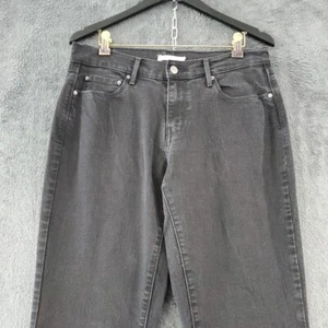 Levis 505 Straight Leg Womens Black Denim Jeans Mid Rise Dark Wash Size 29 - Picture 1 of 14