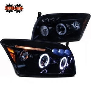 2007-2012 Dodge Caliber Dual Halo Projector LED Ahumado Lente Clara Negro Brillante - Imagen 1 de 2