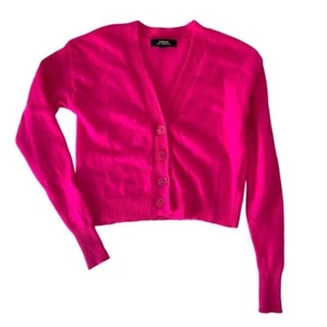 Aqua Girls Cashmere Bloomingdale's Cardigan Big Girl Exclusive Neon Pink M - Picture 1 of 9