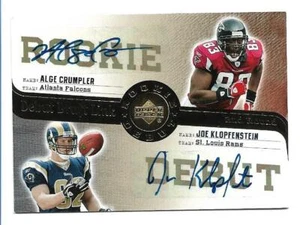 Alge Crumpler Joe Klopfenstein 2006 Upper Deck debut novato borrador enlace autógrafo - Imagen 1 de 2